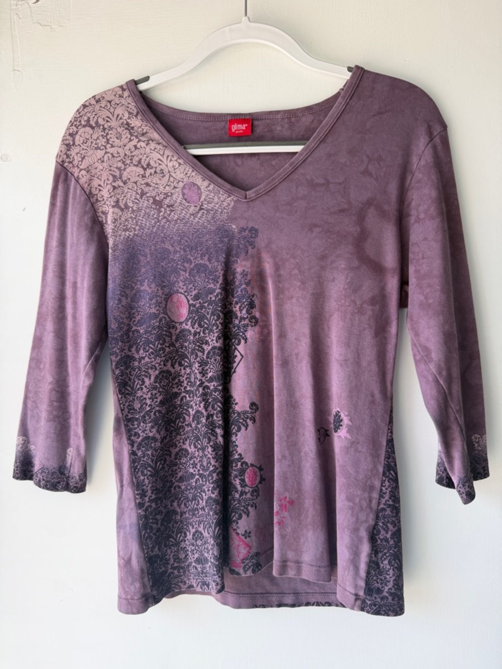 Glimmer Plum V-Neck Long Sleeve Women's Top
